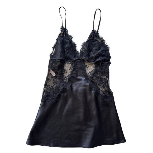 Victorias Secret Very Sexy Black Lace & Satin Chemise size S - Picture 1 of 7